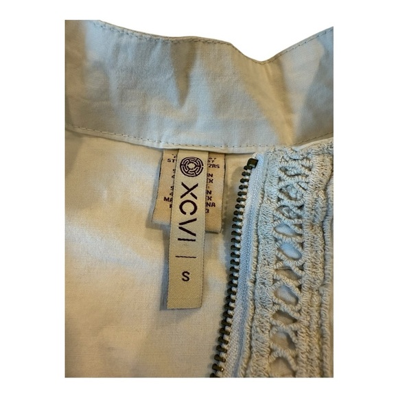 XCVI Wearables Neutral Beige Crochet Trim Sleeve Details Stretch Side Jacket S - Picture 10 of 16